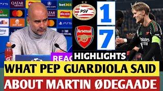 Pep Guardiola's Reaction to Arsenal's Stunning 7-1 Victory Over PSV