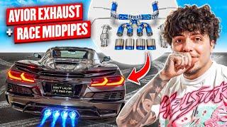 CORVETTE C8 ZO6 AVIOR EXHAUST INSATLL!! (FLAMES/FLY BY POV/E60 M5 MAYHEM)
