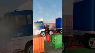 Trailer Truck Towing Capsule Buses vs Containers#beamngdrive #beamng #shorts #beamngcrashes