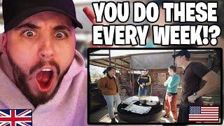 Brit Reacts to Brits visit America & try a Real Texas Cookout!