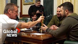 Actor Sean Penn loans his Oscar to Ukraine’s President Zelenskyy