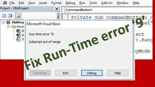 Run-Time Error '9' Subscript out of range - Identify and Fix it