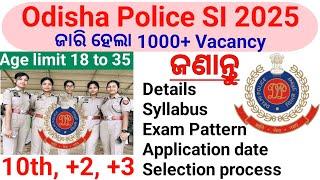 Odisha Police SI Recruitment 2025 Notification Out / Odisha SI Recruitment 2025 Apply Now