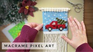 Macrame Pixel Art | Little Red Truck & Christmas Tree Wall Decor