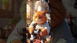 Cat making sausage #cat #cartoon #animals #youtube #viral #sausage