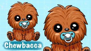 How to Draw a Cute Baby Chewbacca - Easy Step-by-Step Tutorial!