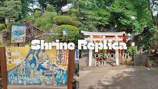 A famous shrine with the replica of Mount Fuji , Tokyo