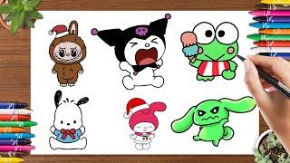 EASY !!! HOW TO DRAW & COLORING CUT CRY KUROMI & FRIENDS SANRIO CHARACTER