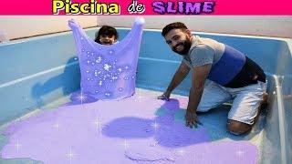 ENCHI MINHA PISCINA DE SLIME -  MAIOR SLIME QUE JÁ FIZ (DIY GIANT SLIME IN THE POOL)