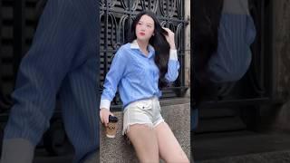 Beautiful girl street fashion outfits style #beautiful #streetfashion #fashion #outfits #shorts