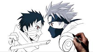 How To Draw Kakashi vs Obito | Step By Step | Naruto