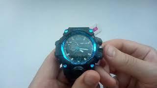 Водонерпоницаемые часы Skmei 1155 black blue watch обзор, настройка, инструкция на русском