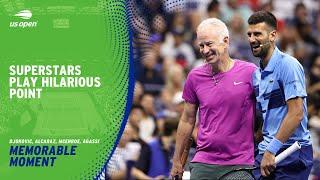 Hilarious Point Between Alcaraz, Agassi, Djokovic & McEnroe | 2024 US Open