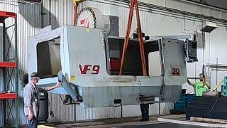 Rigging Haas VF3 and VF9 CNC Mills with Bridge Crane