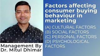 Factors affecting/influencing consumer buying behaviour in marketing (4 Factors)