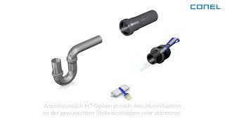 Montage CONEL DRAIN LINK Anschlussstück HT-Siphon