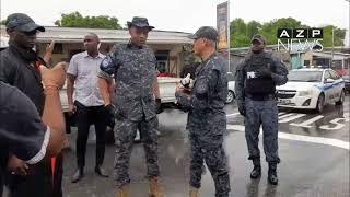 Police Commissioner Allister Guevarro greeting people before the Labour Day march in Fyzabad