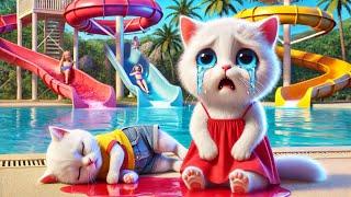 Kittens play Adventurous games at Water Park!#cat#aicat#catlover#catvideos#cartoon#kucing#sadcat