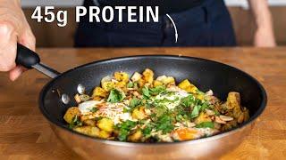 This Healthy Breakfast has 45g of Protein (Potato hash)