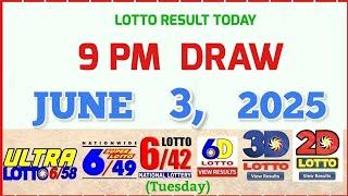 9PM Lotto Result Today June 3 2025 PCSO