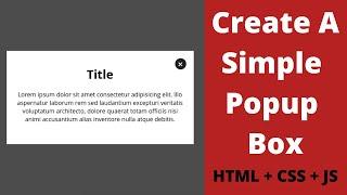 How to Create Simple Popup Box / Modal using HTML CSS & JavaScript