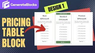 How to Create Pricing Table in WordPress using GenerateBlocks