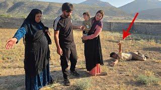 Pourya went to Amosh's daughter's husband's house to pick up the baby.