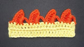 Зубчатая кайма крючком  Уроки вязания для начинающих Crochet border