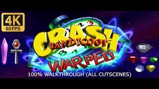 Crash Bandicoot 3: Warped (PS1) 105% walkthrough (All crystals, gems & platinum relics) (4K 60FPS)