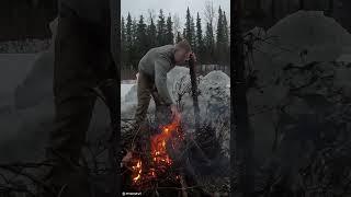 Starting Fire with Wet Wood  #Outdoorboys #shorts #campinglife