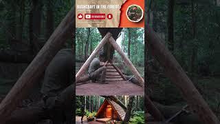 Building a Bushcraft Roof Under a Giant Fallen Tree  #survival #survivalskills #camping