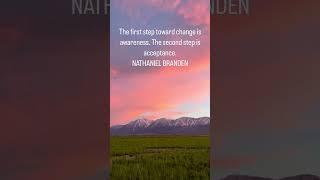 The first step toward change is awareness. The second step is acceptance. NATHANIEL BRANDEN