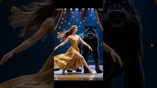 Just Amazing! - Majestic Black Panther and girl dancing on AGT Fusion Live  #shorts #agt