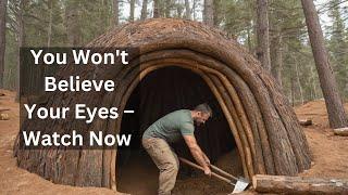 A Man Built Underground Shelter in the WildWhich is as Warm as Spring Even in Winter