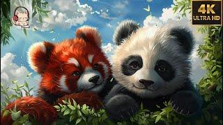 PANDA & RED PANDA 4K | 11 Hours of CUTE ANIMALS - RELAX MUSIC & FOREST Sound | #CutiePieces