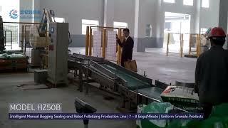 Model HZ50B Intlligent PP Woven Bag Manual Bagging Sealing Palletizing Production Line