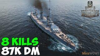 World of WarShips | Gangut | 8 KILLS | 87K Damage - Replay Gameplay 4K 60 fps