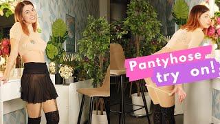 Thong try on at mini skirt pantyhose try on haul & transparent lingerie haul girls tights from sweet
