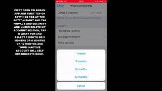 HOW TO SELF DESTRUCT TELEGRAM ACCOUNT IN TELEGRAM APP (IOS)