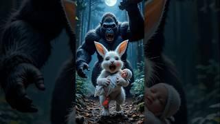 Rabbit saves baby from vicious King Kong monster  #RabbitRescue #CuteAnimals #AnimalRescue
