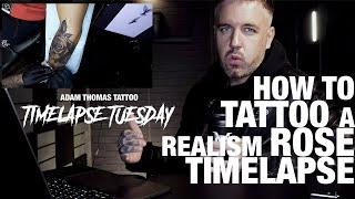 How to TATTOO a Black and grey Rose TIMELAPSE + Walkthough