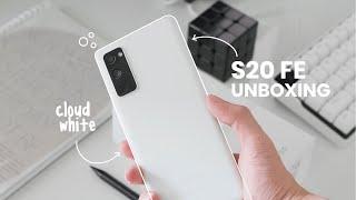 samsung s20 FE aesthetic unboxing  | cloud white + accessories