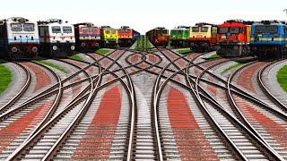 10 PASSENGER & FREIGHT TRAINS CROSS BY DAIMOND 174 RAILROAD Crossings ||relrod tracks/train sumlar