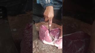 Leg halal Meat cutting with sharp knife expert butchers #food #streetfood #meat