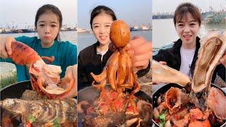 fishermen eat oysters, lobsters, sea cucumbers, conches, prawns, and octopus#yummy #seafood