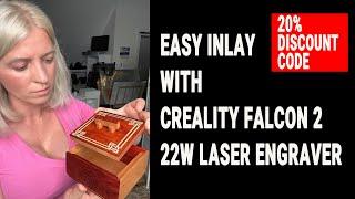 Creality Falcon 2  laser engraver. Elevate your woodworking skills with inlays. Inlay=Money