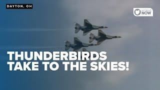 The U.S. Air Force Thunderbirds arrive in Dayton, Ohio