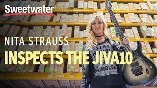 Nita Strauss Inspects the Ibanez JIVA10 Signature Guitar at Sweetwater