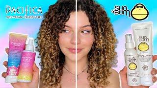 DRUGSTORE, VEGAN & CRUELTY-FREE CURLY HAIR PRODUCT BATTLE  | Pacifica vs Sun Bum Review