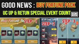 GOOD NEWS : Daily Fortune Pack Count In Uc Up Event | BGMI Extra Uc & Return Special | BGMI 95 Off